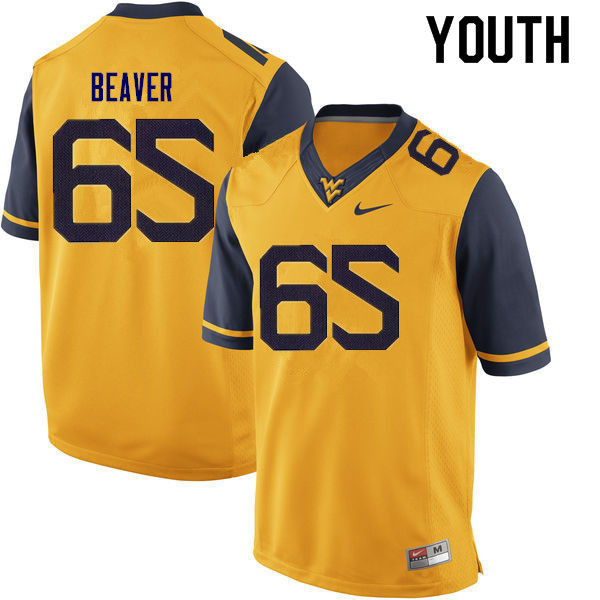 NCAA Youth Donavan Beaver West Virginia Mountaineers Gold #65 Nike Stitched Football College Authentic Jersey WO23O57GI